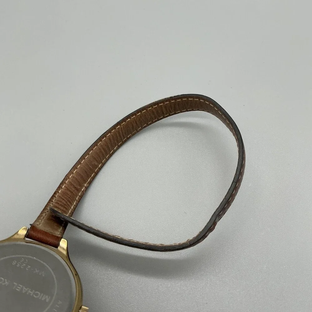 Michael Kors MK2256 Womens Watch 42mm Brown Leather Wrap Strap New Battery